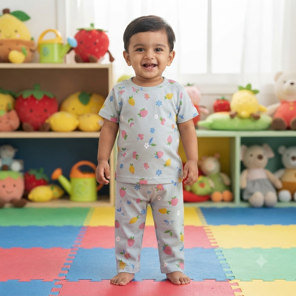 Fruit & Flower Print Pant Set (6month to 1year)