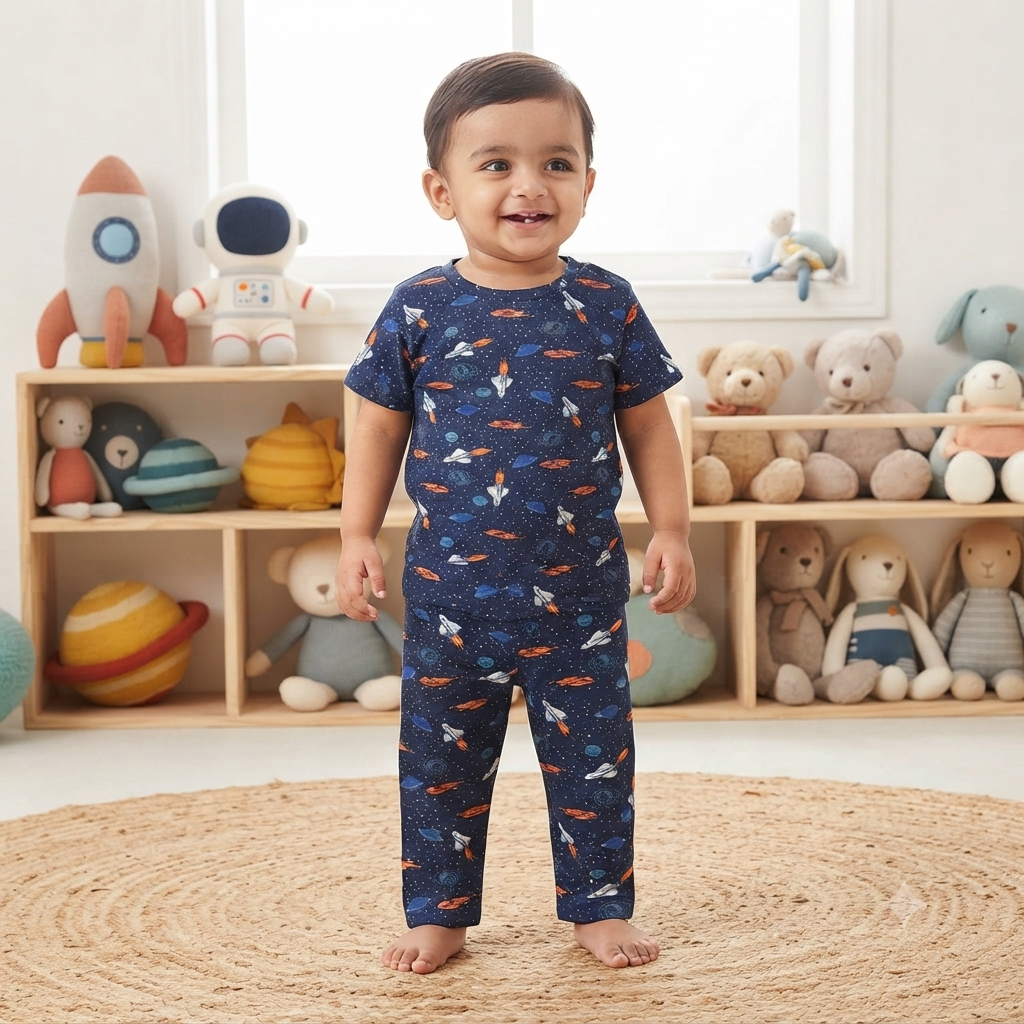 Cute Space Print Pant Cordset (3year to 4year)