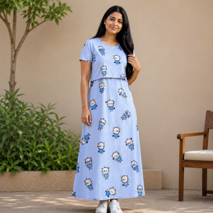 Cartoon Print Zipless Feeding Loungewear