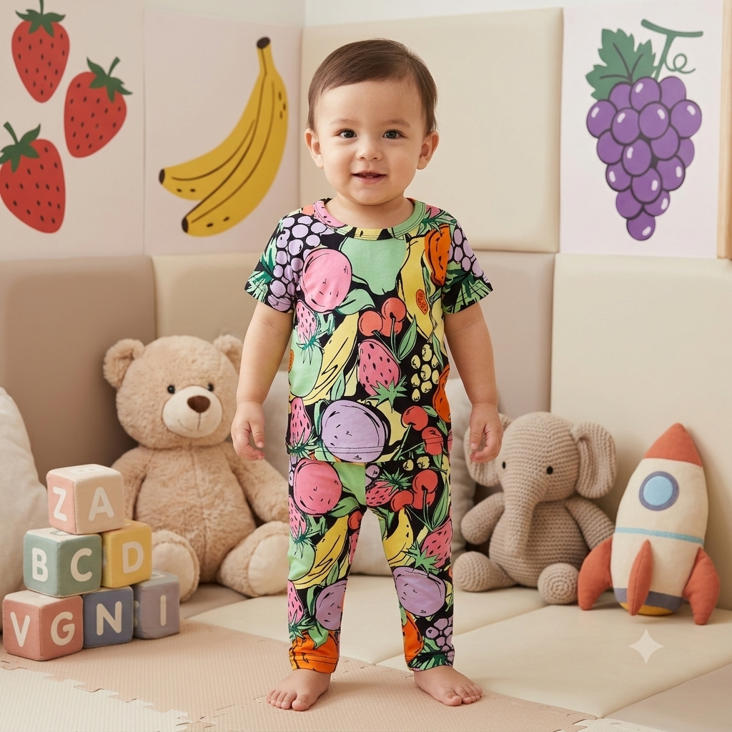 Multi Fruit Print Pant Set (6month to 1year)