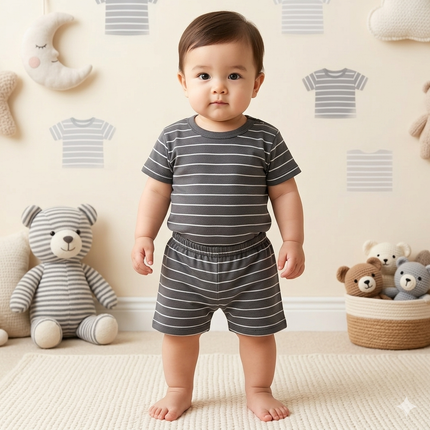 Black Print Shorts Set (1year to 2year)