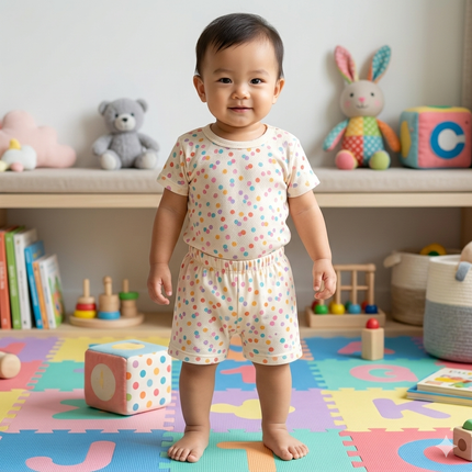 Colourful Dot Print Shorts Set (2year to 3year)