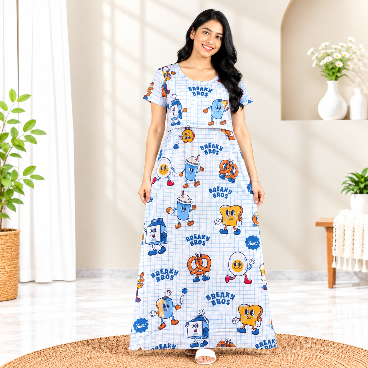 Cute Snacks Print Zipless Feeding Loungewear (XL)