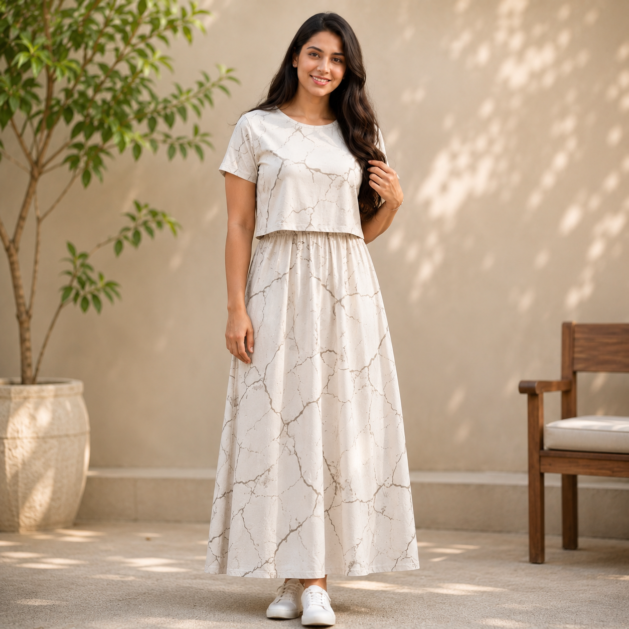 Minimal Print Zipless Feeding Loungewear (L)