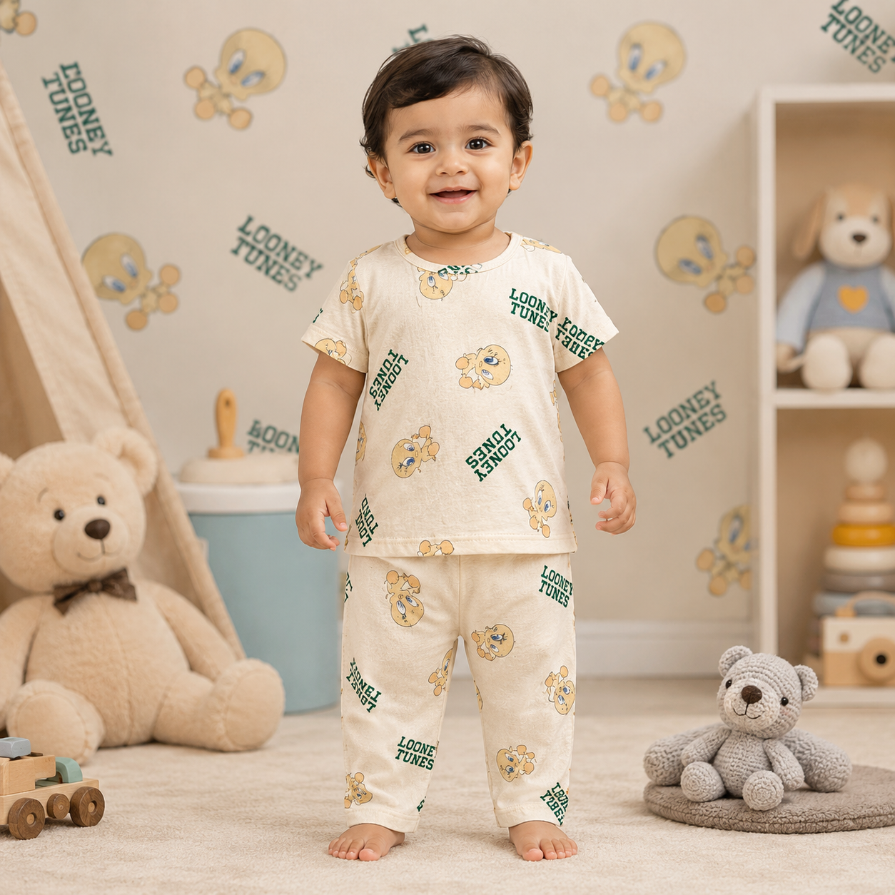 Loones Tunes Print Pant Set (2year to 3year)