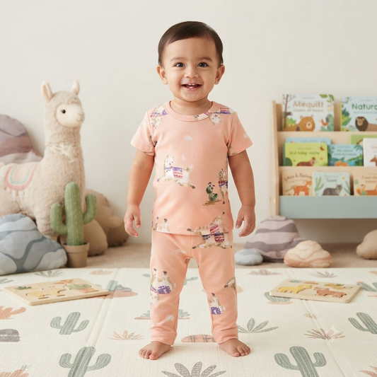 Pink Lambs Print Pant Set (1year to 2year)