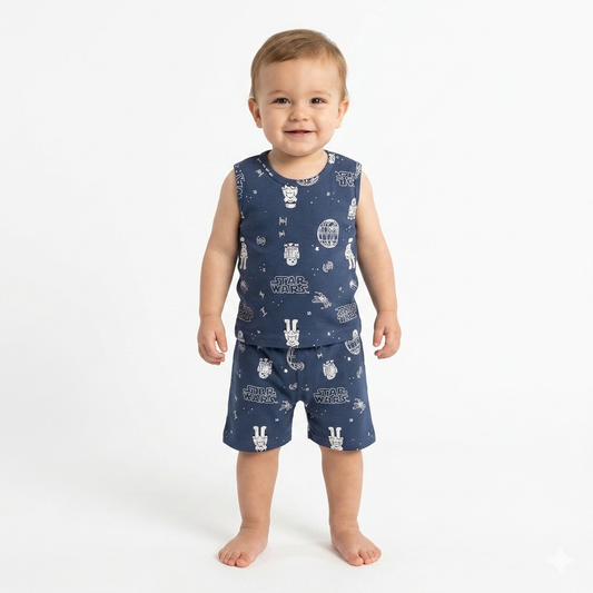 Galaxy star warrs Print Sleeveless Shorts Cordset (4year to 5year)