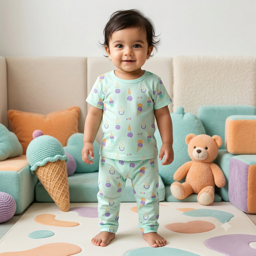 Ice Cream Print Pant Set (2year to 3year)