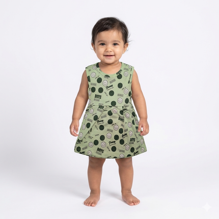 Smiley Print Sleeveless Frock (6month to 1year)