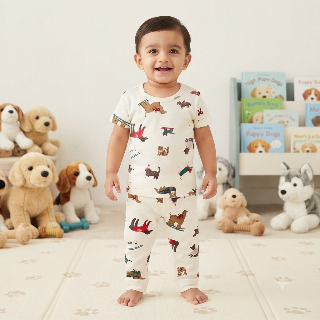 Multi Dog's Print Pant Set (1year to 2year)