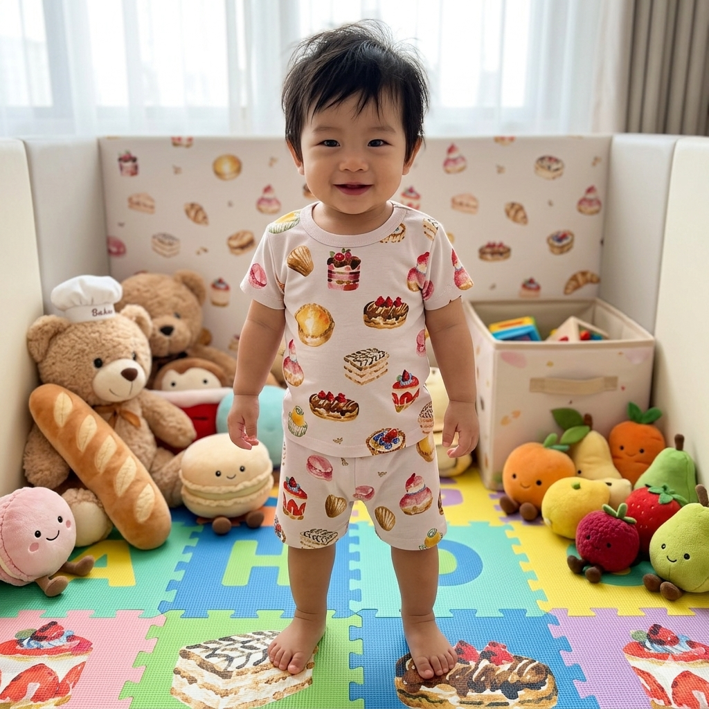 Cake Print Shorts Set (1year to 2year)