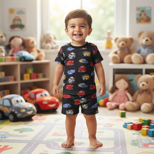 Black Cars Print shorts set (1year to 2year)