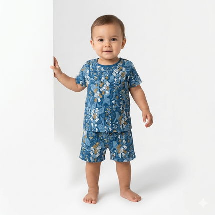 Blue Multi Print Shorts Set (6month to 1year)
