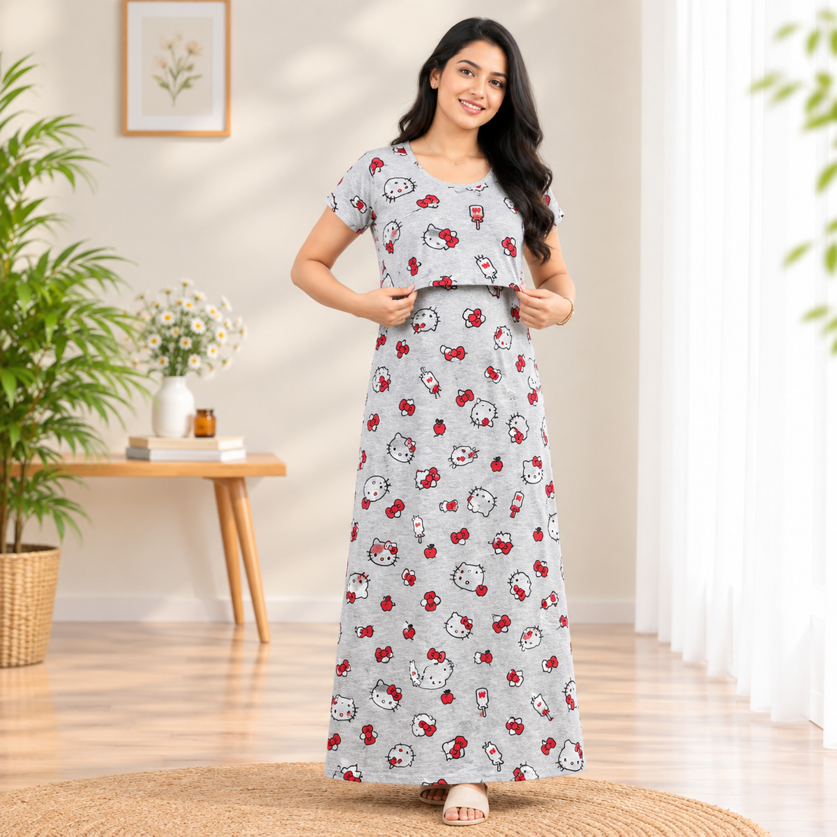 Hello Kitty Print Zipless Feeding Loungewear (L)