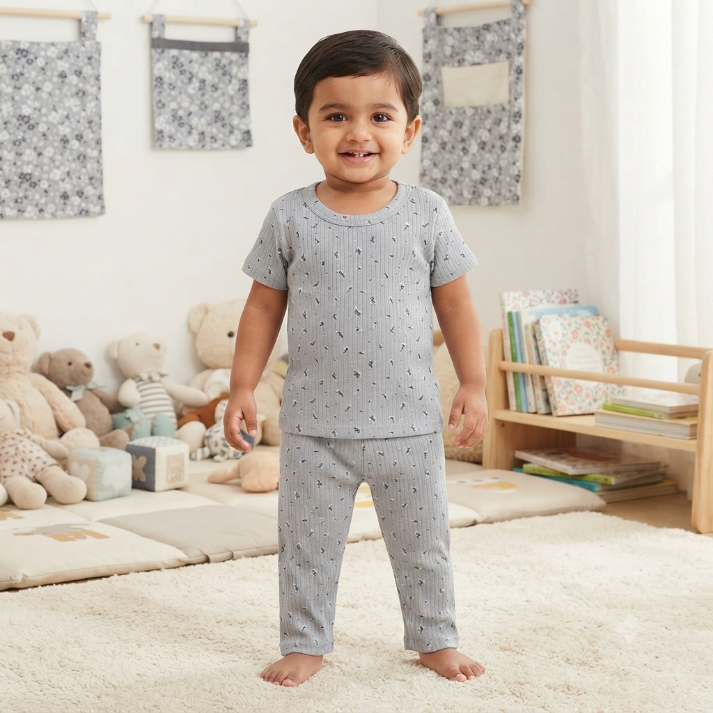Unique Blue Print Pant Cordset (2year to 3year)
