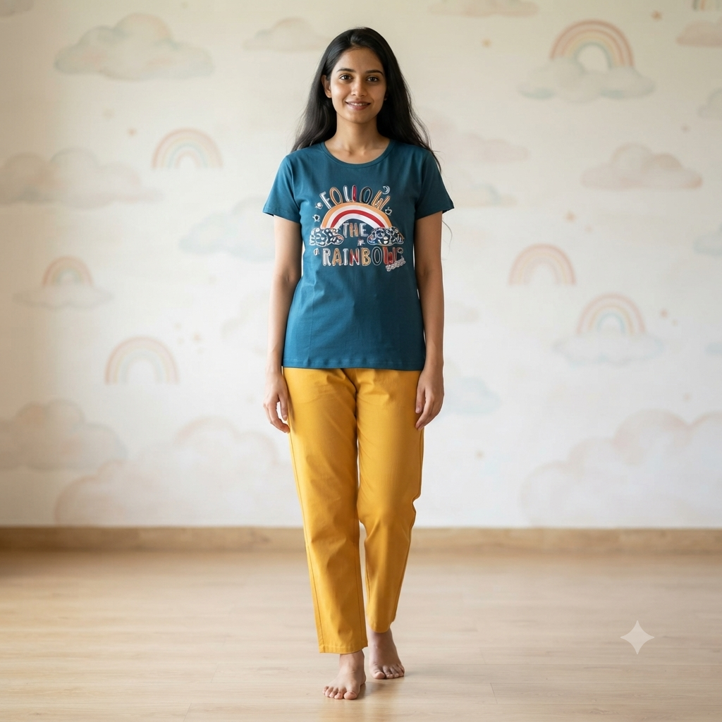 Rainbow Print Womens T-shirts (L)