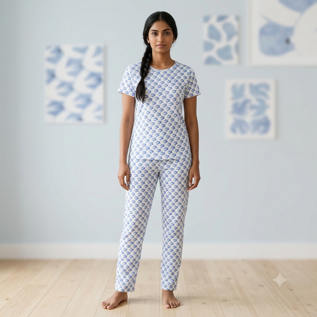 Unique Blue Print Pyjamas (L)