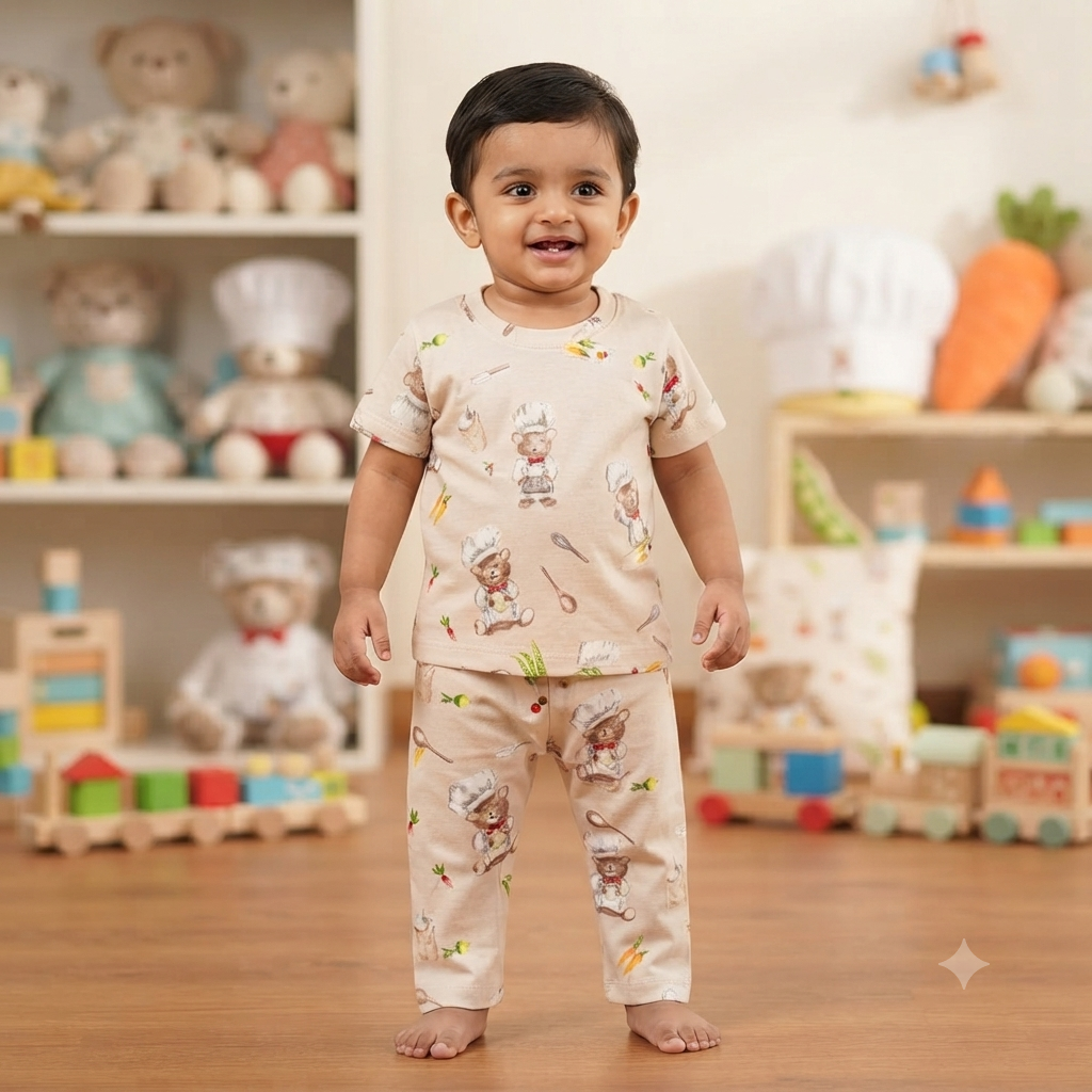 Chef & Vegetables Print Pant Set (1year to 2year)