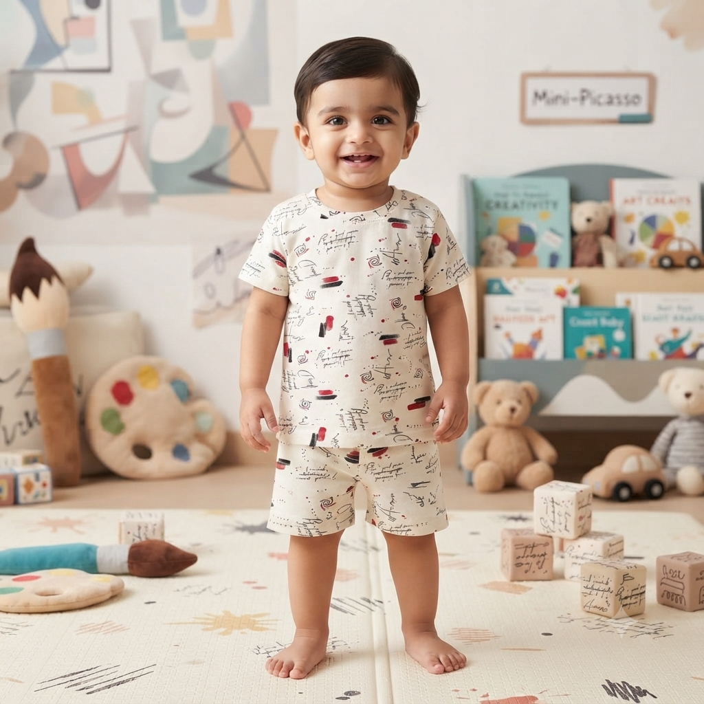 Scribble Print Shorts Cordset (1year to 2year)