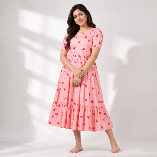 Pink Heart Feeding Maxi (Invisible Zip)