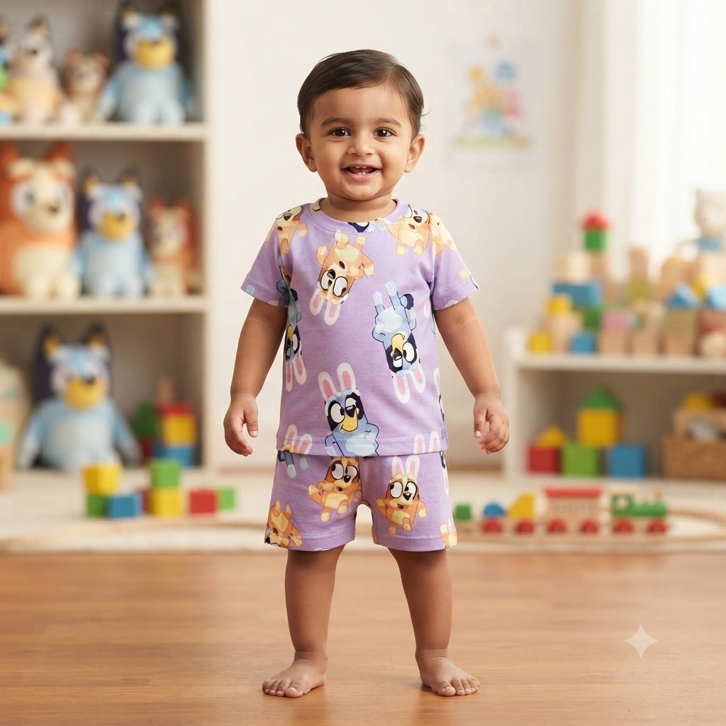 Bluey Print Shorts Cordset (2year to 3year)