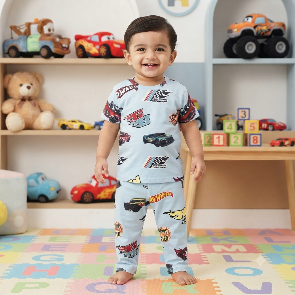 Hot Wheels Print Pant Set (2year to 3year)