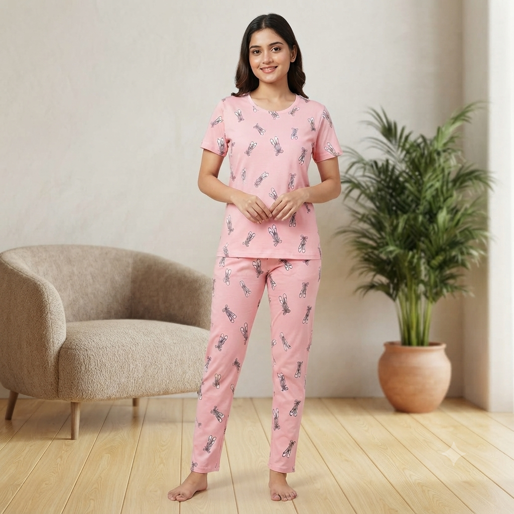 Pink AOP Print Pyjamas (M)