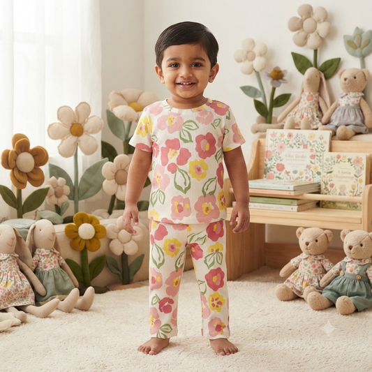 Rose & Other Flower Print Pant Cordset (6month to 1year)