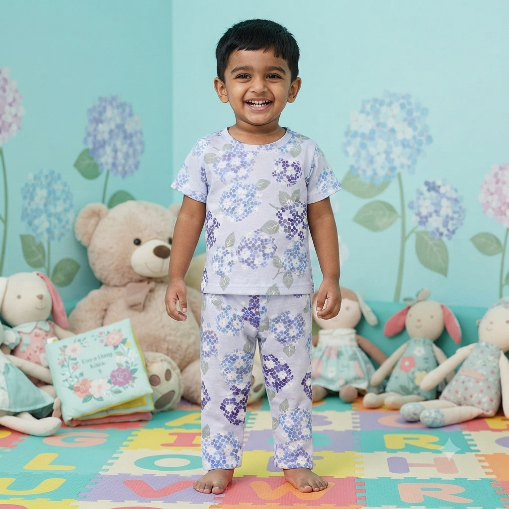 Light Blue Print Pant Cordset (2year to 3year)