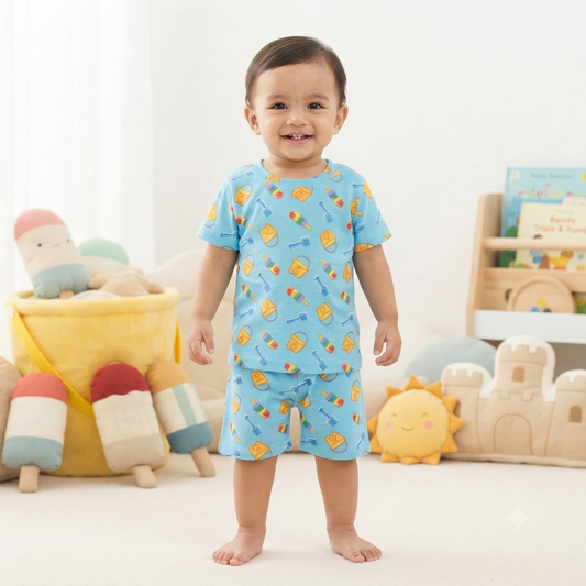 Blue Toy print Shorts Cordset (2year to 3year)