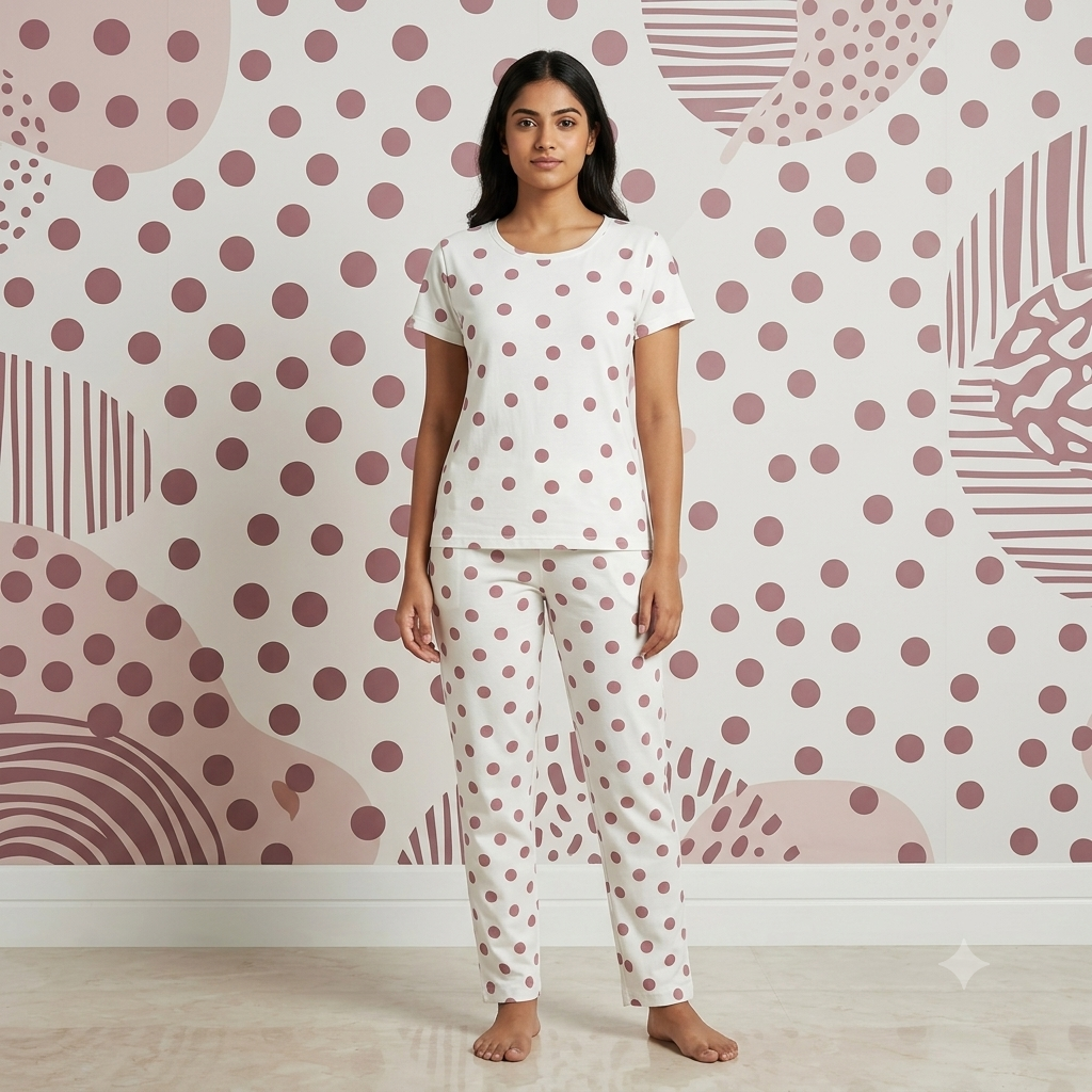 Pink Dot Print Pyjamas (XXL)
