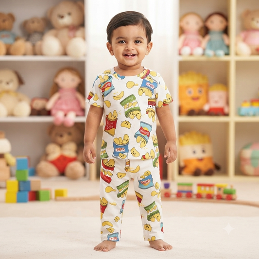 French Fry bag Print Pant Set (6month to 1year)