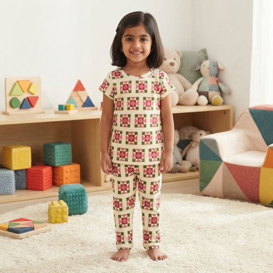 Multiple triangles Pant Set (2year to 3year) (Girls)