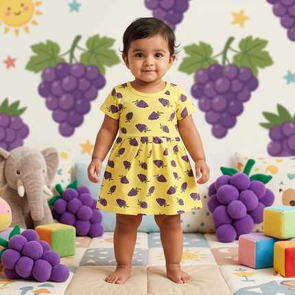 Yellow Grape Print Frock (18month to 2year)