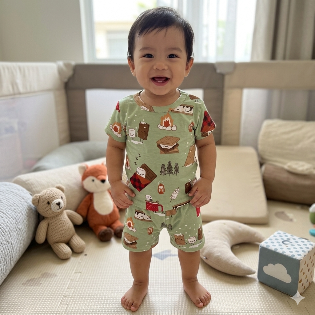 Green Multi Print Shorts Set (1year to 2year)