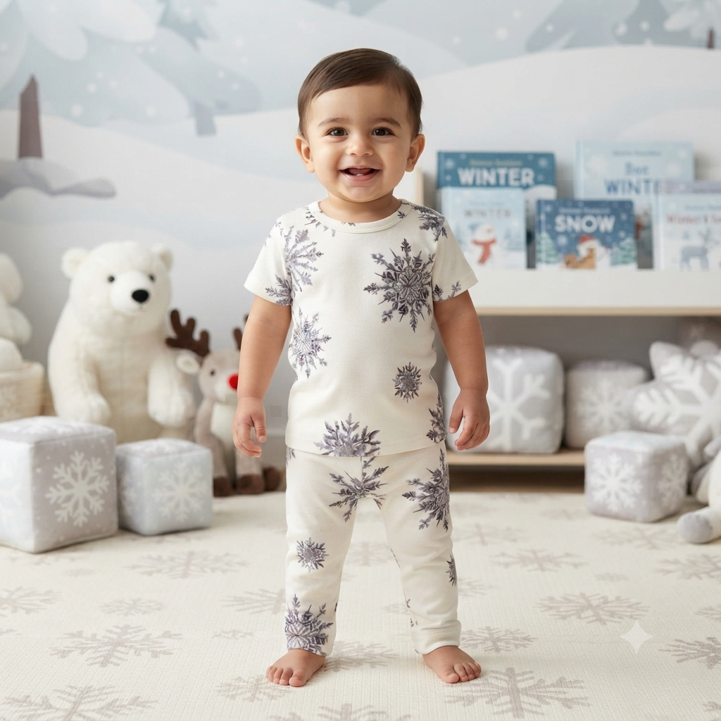 Snowflake Print Pant Set (2year to 3year)
