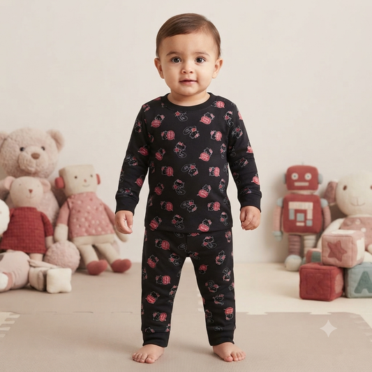 Cartoon Cat Full Sleeve Print Pant Set (5year to 6year)