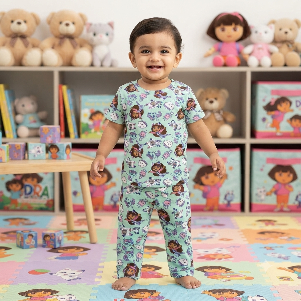 Cat Motif Print Pant Set (1year to 2year)