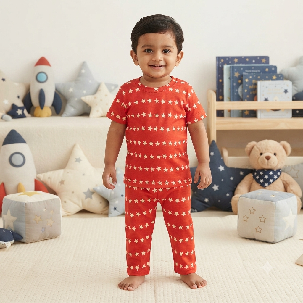 Red Star Print Pant Cordset (6month to 1year)