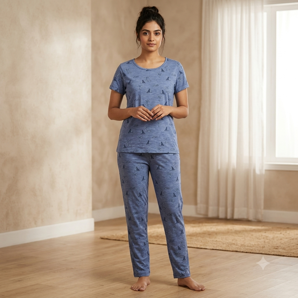 Boat & Tree Print Pyjamas (XXL)