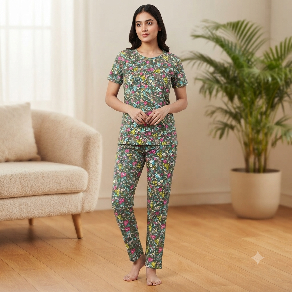 Micro Floral Print Pyjamas (XL)