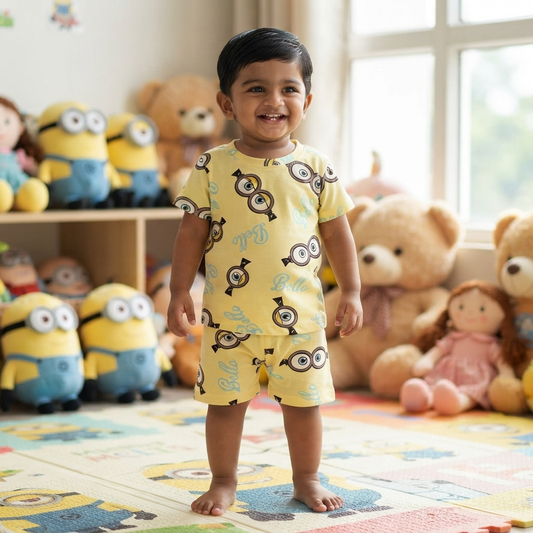 Yellow Bello Print shorts set (2year to 3year)