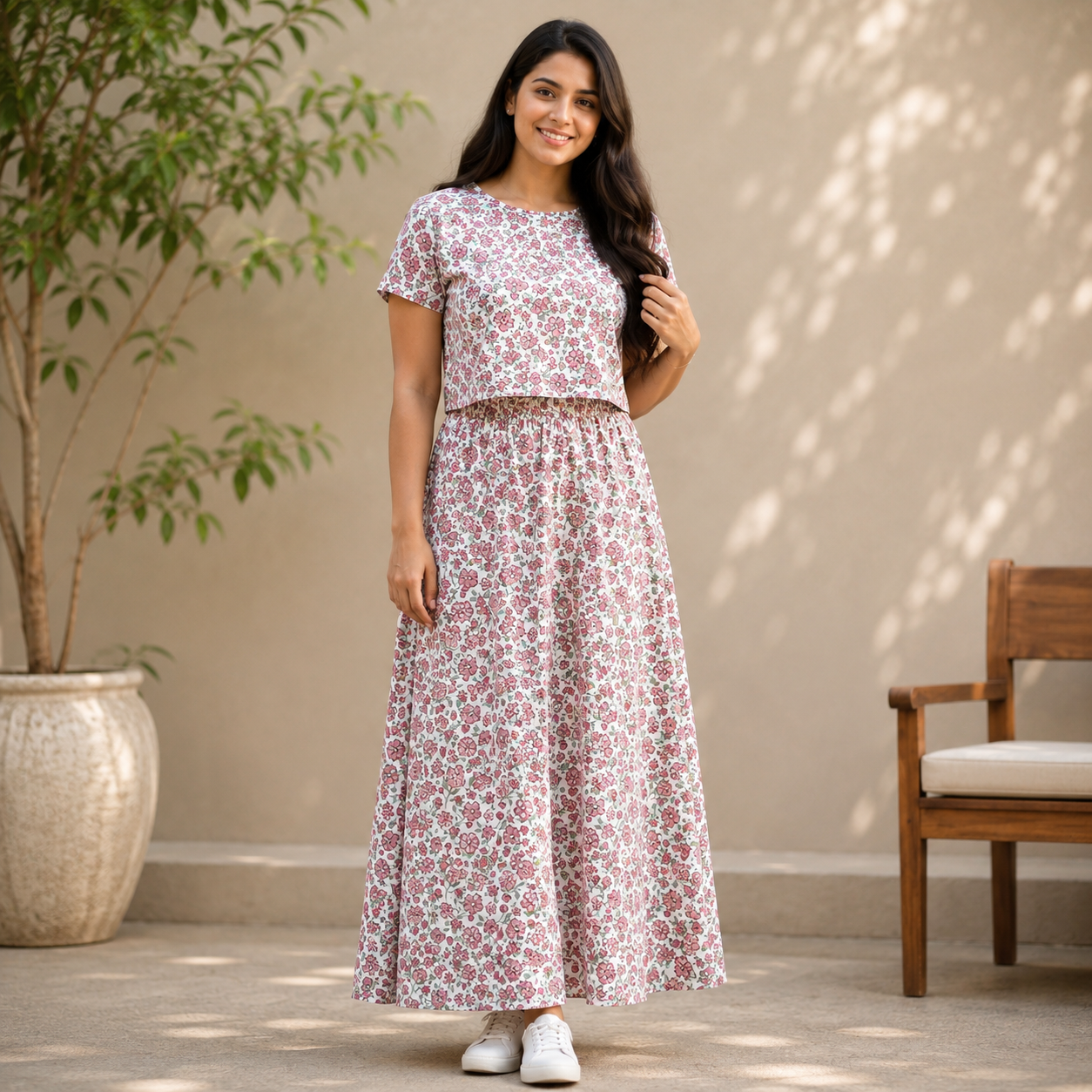 Multi Flower Print Zipless Feeding Loungewear (XL)