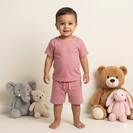 Pink Premium Ribbed Shorts Cordset (5year to 6year)