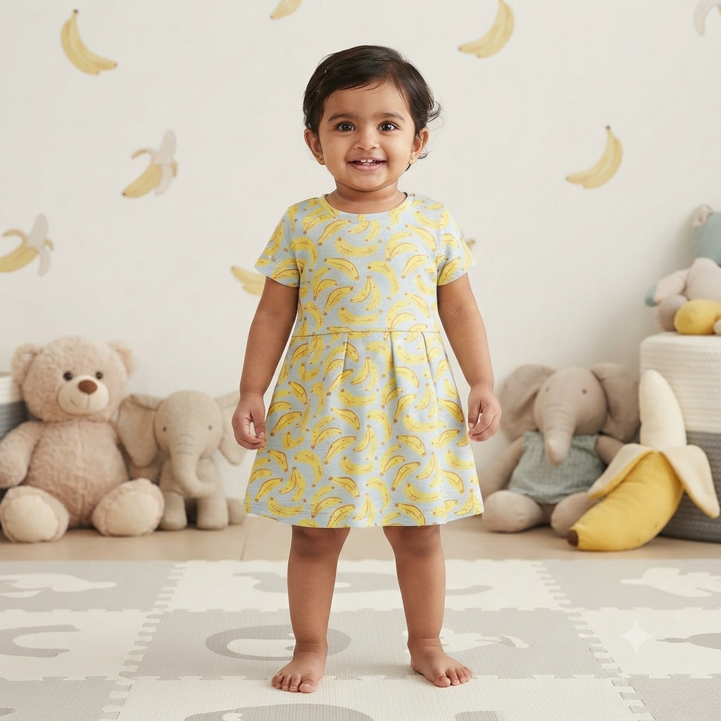 Yellow Banana Kids Printed Frock (4year to 5year)