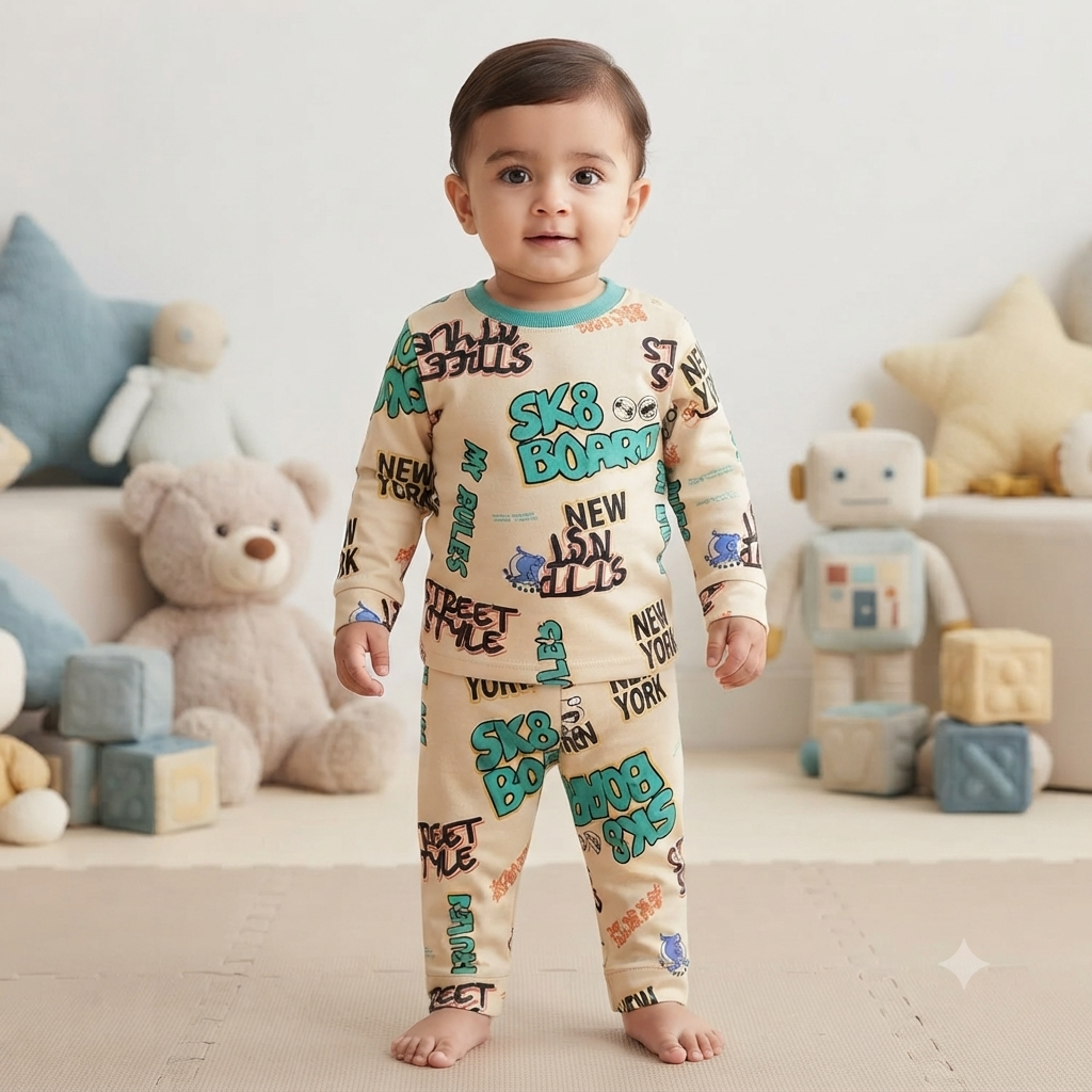SK8 Board Full Sleeve Print Pant Set (4year to 5year)