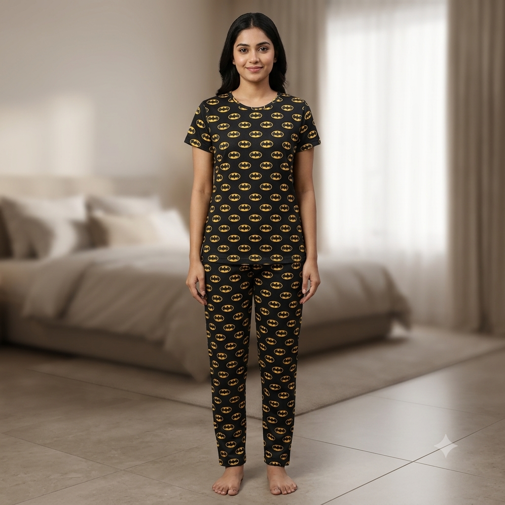Black Batman Print Pyjamas (M)
