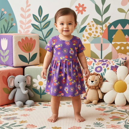 Purple Print Frock (2year to 3year)