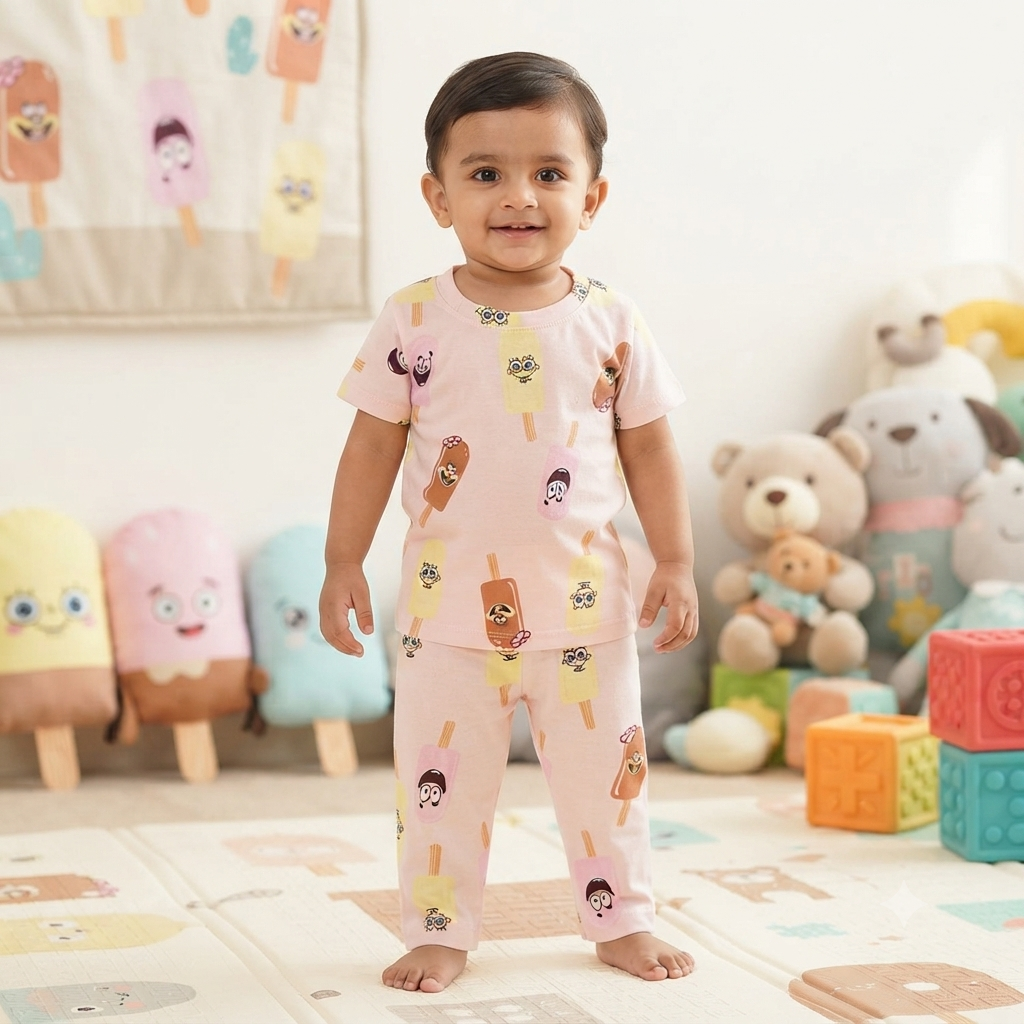 Cartoon Popsicle Print Pant Cordset (1year to 2year)