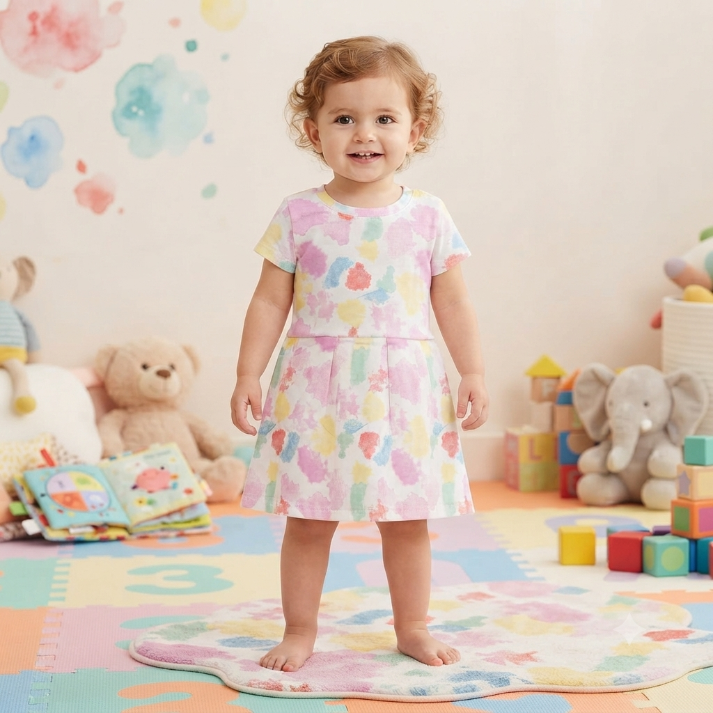 Multi Colour Kids Printed Frock (2year to 3year)